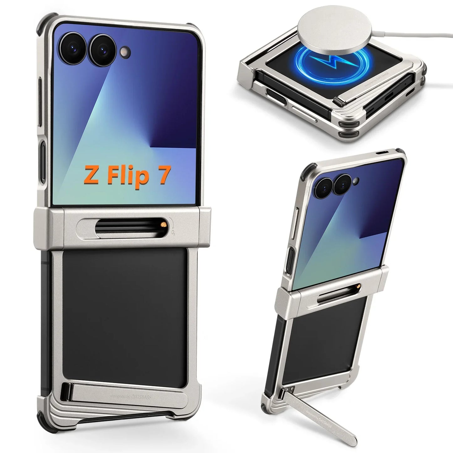 Metal Frameless Case with Stand for Galaxy Z Flip 7