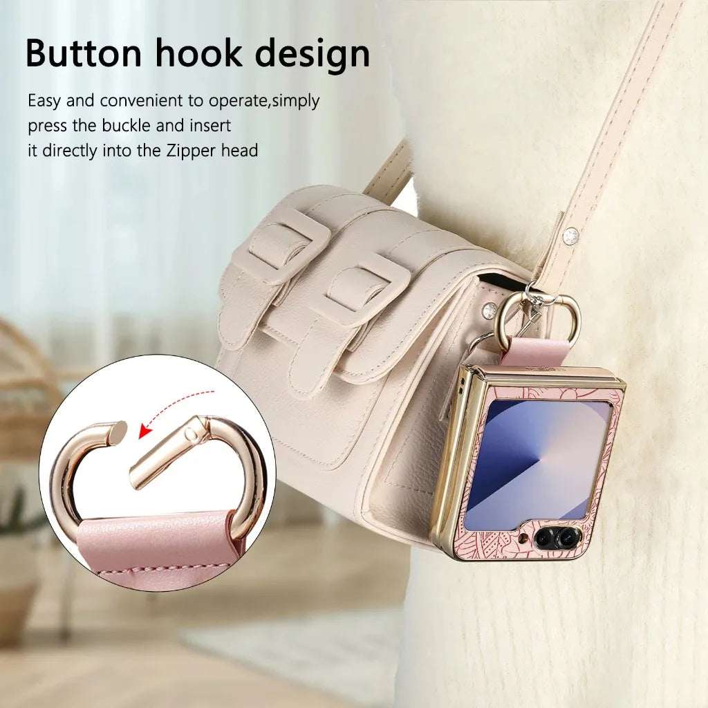 Floral Ring Holder Case For Galaxy Z Flip