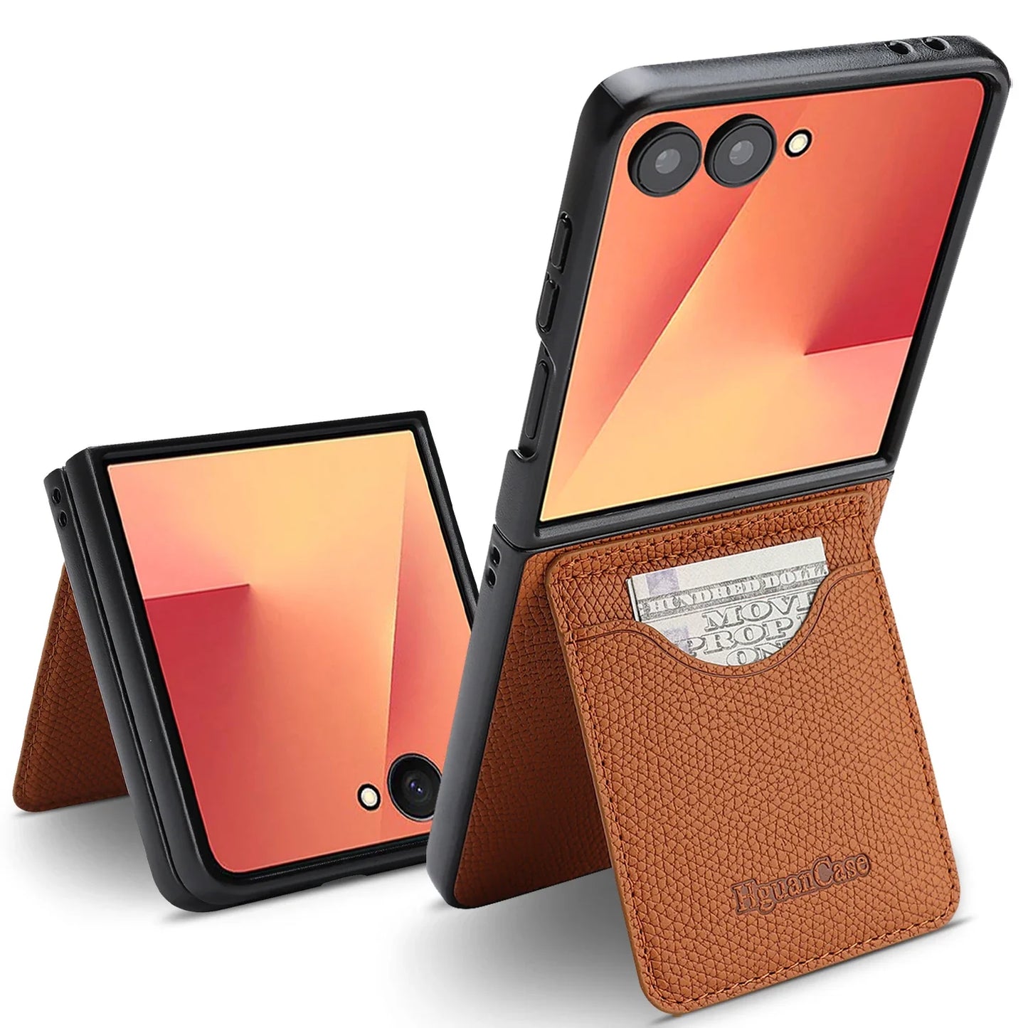 Leather Wallet Case with Card Holder For Galaxy Z Flip Series