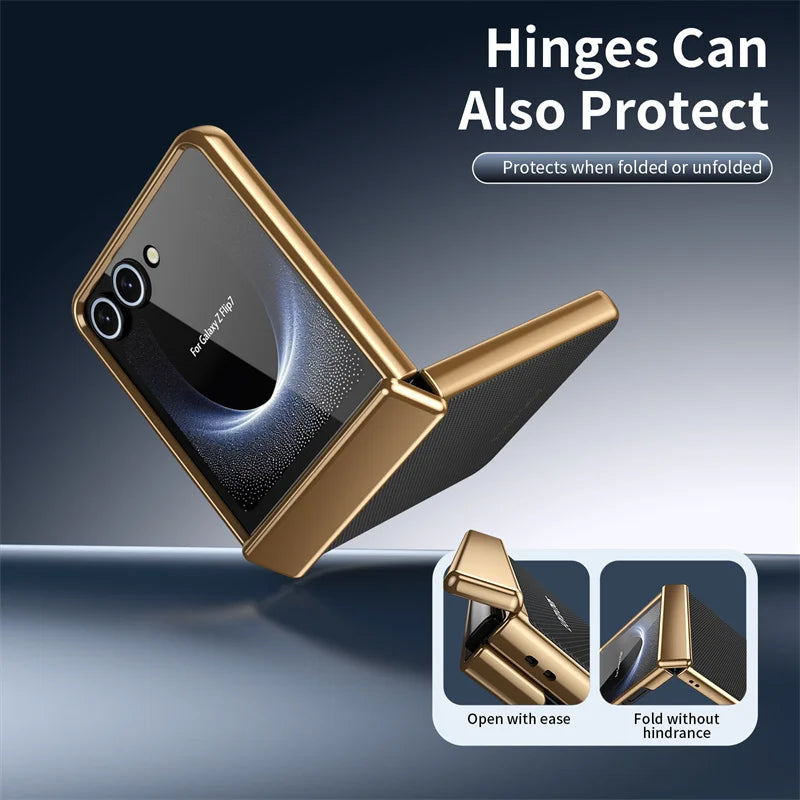 Luxury Leather Electroplated Case For Z Flip Series