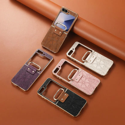 Floral Ring Holder Case For Galaxy Z Flip
