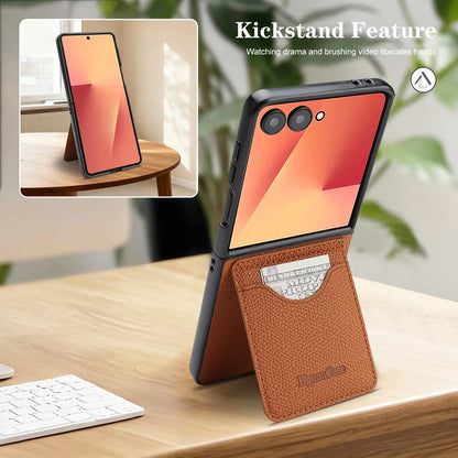 Leather Wallet Case with Card Holder For Galaxy Z Flip Series