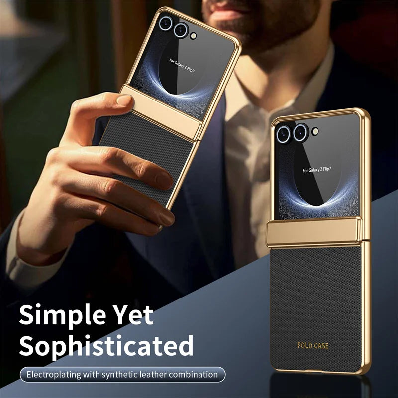 Luxury Leather Electroplated Case For Z Flip Series