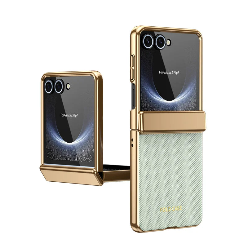 Luxury Leather Electroplated Case For Z Flip Series