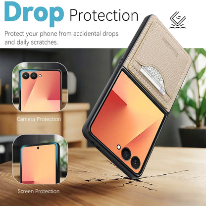 Leather Wallet Case with Card Holder For Galaxy Z Flip Series