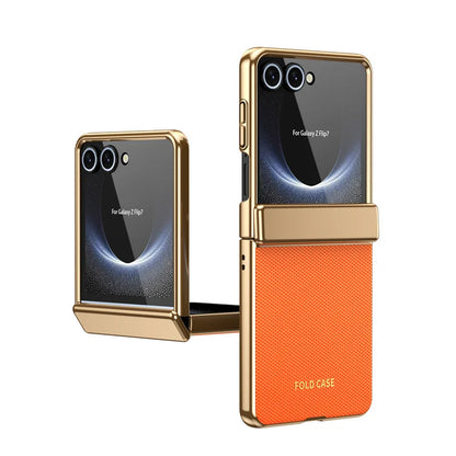 Luxury Leather Electroplated Case For Z Flip Series