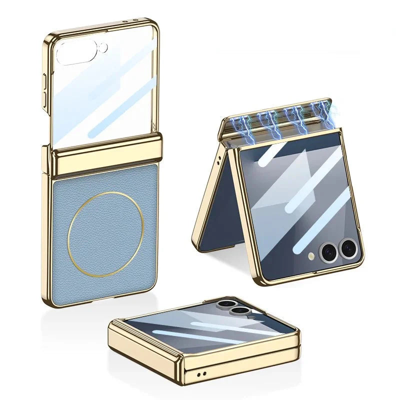 Luxury Magnetic Leather Case with Hinge protection
