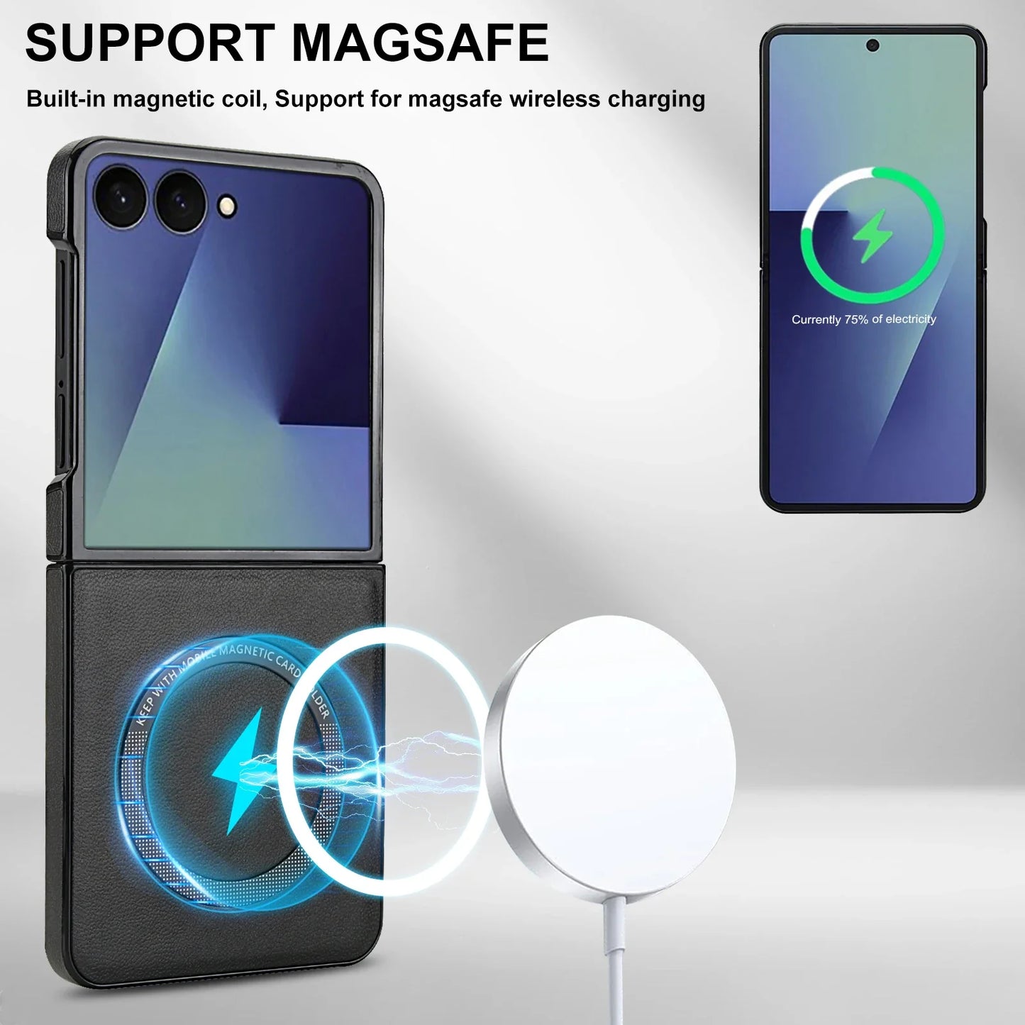 Magnetic Leather Case for Galaxy Z Flip