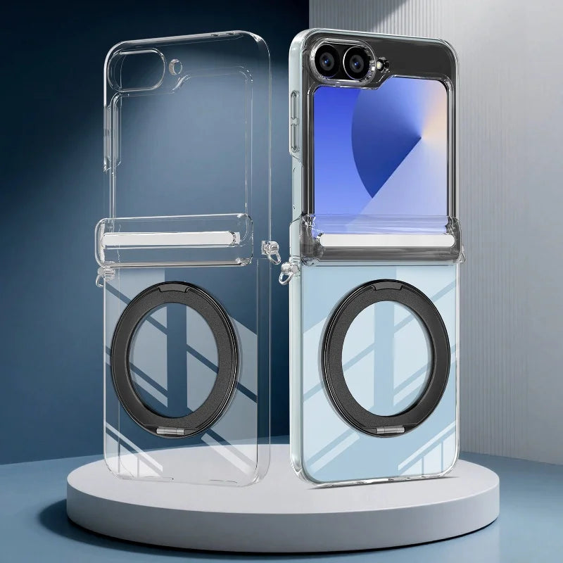 Transparent Ring Kickstand Case For Z Flip