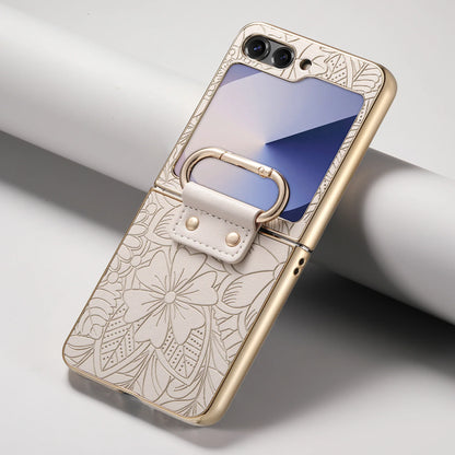 Floral Ring Holder Case For Galaxy Z Flip