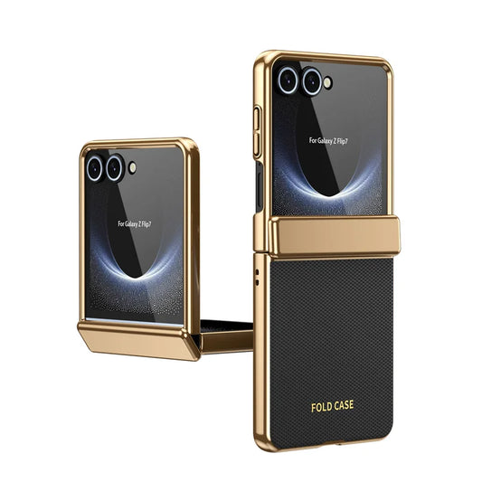 Luxury Leather Electroplated Case For Z Flip Series