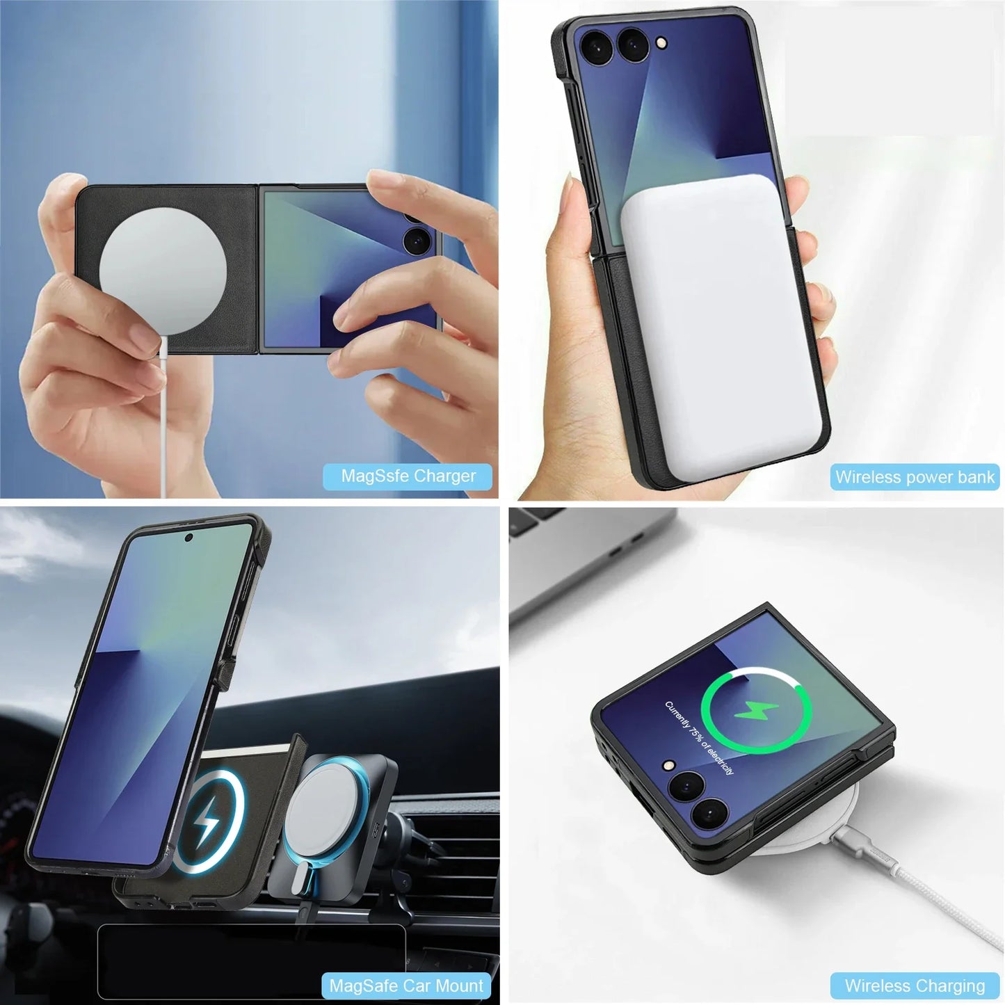Magnetic Leather Case for Galaxy Z Flip