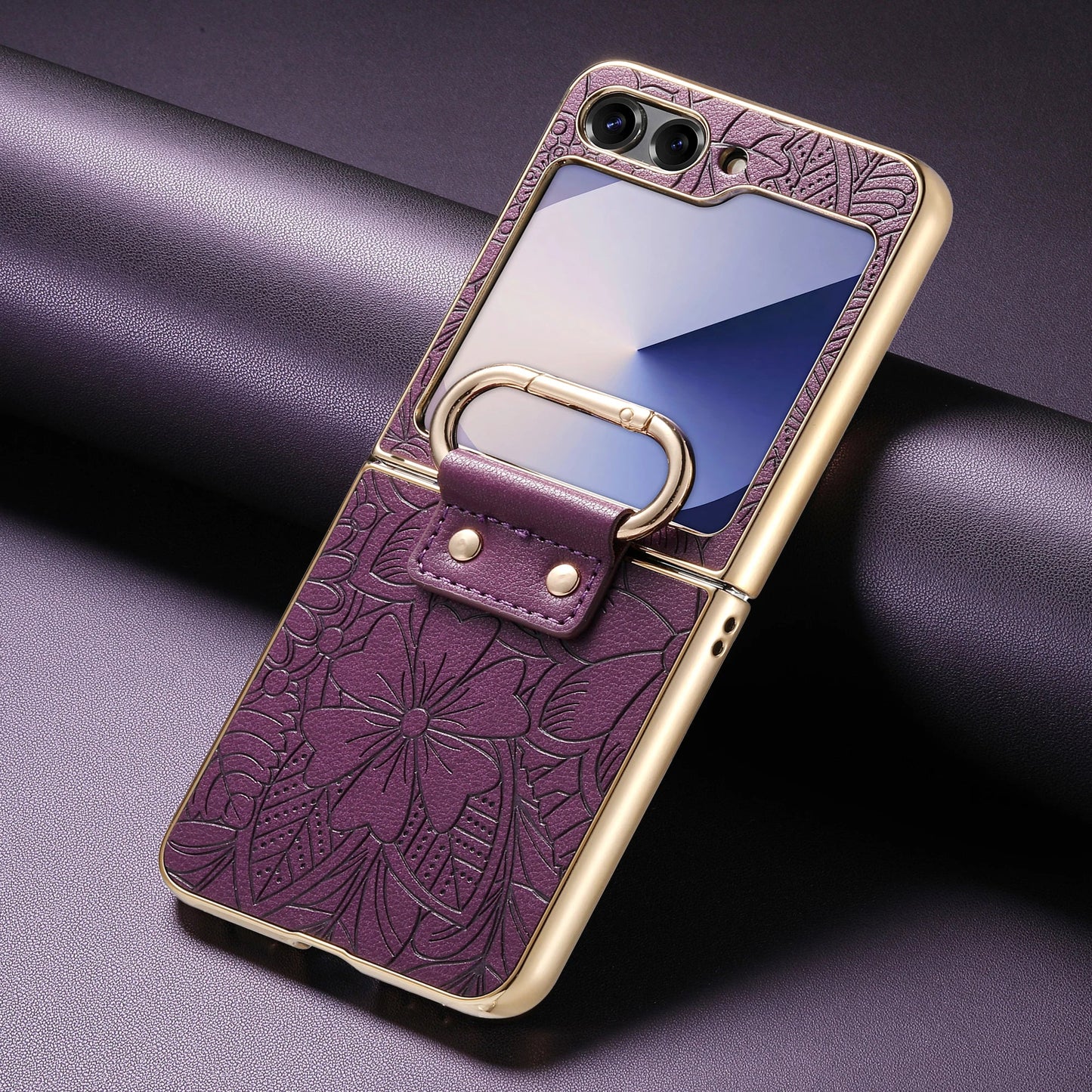 Floral Ring Holder Case For Galaxy Z Flip