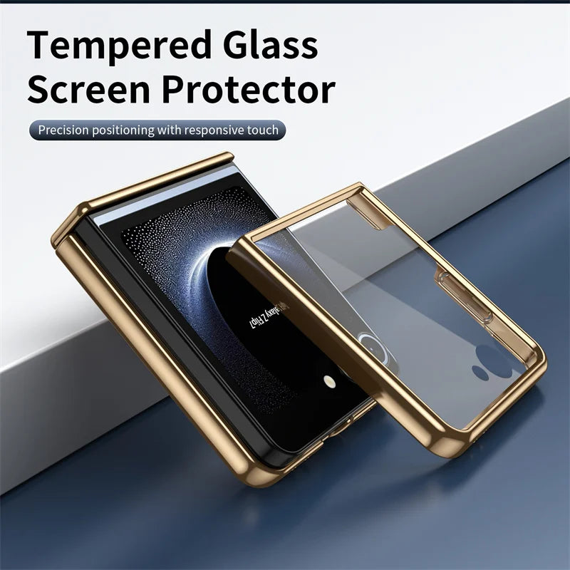 Luxury Leather Electroplated Case For Z Flip Series