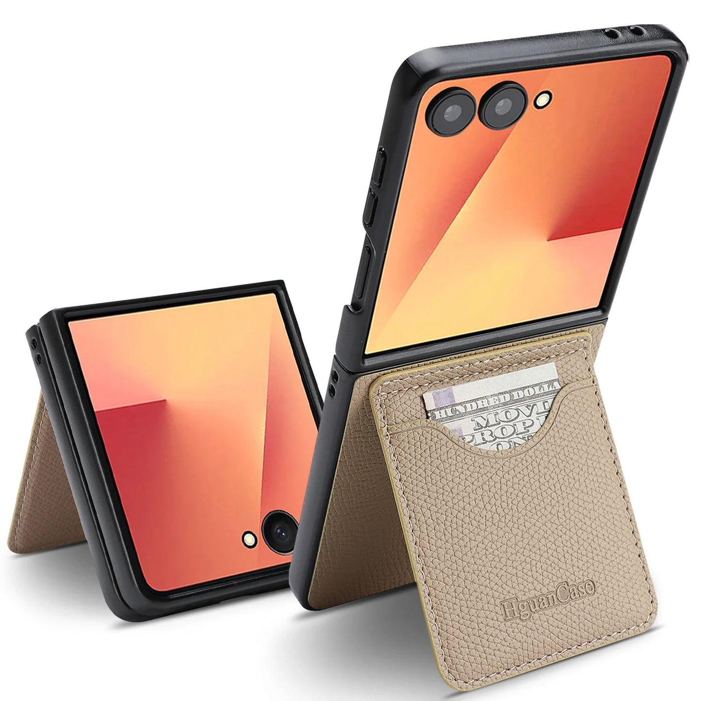 Leather Wallet Case with Card Holder For Galaxy Z Flip Series