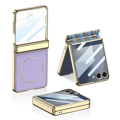 Luxury Magnetic Leather Case with Hinge protection