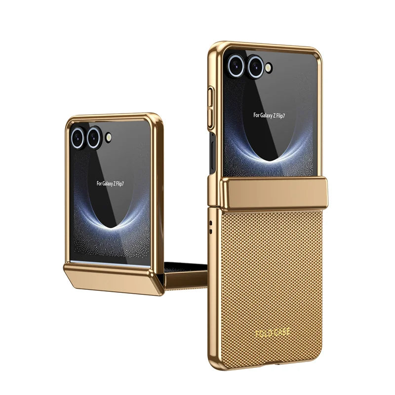 Luxury Leather Electroplated Case For Z Flip Series