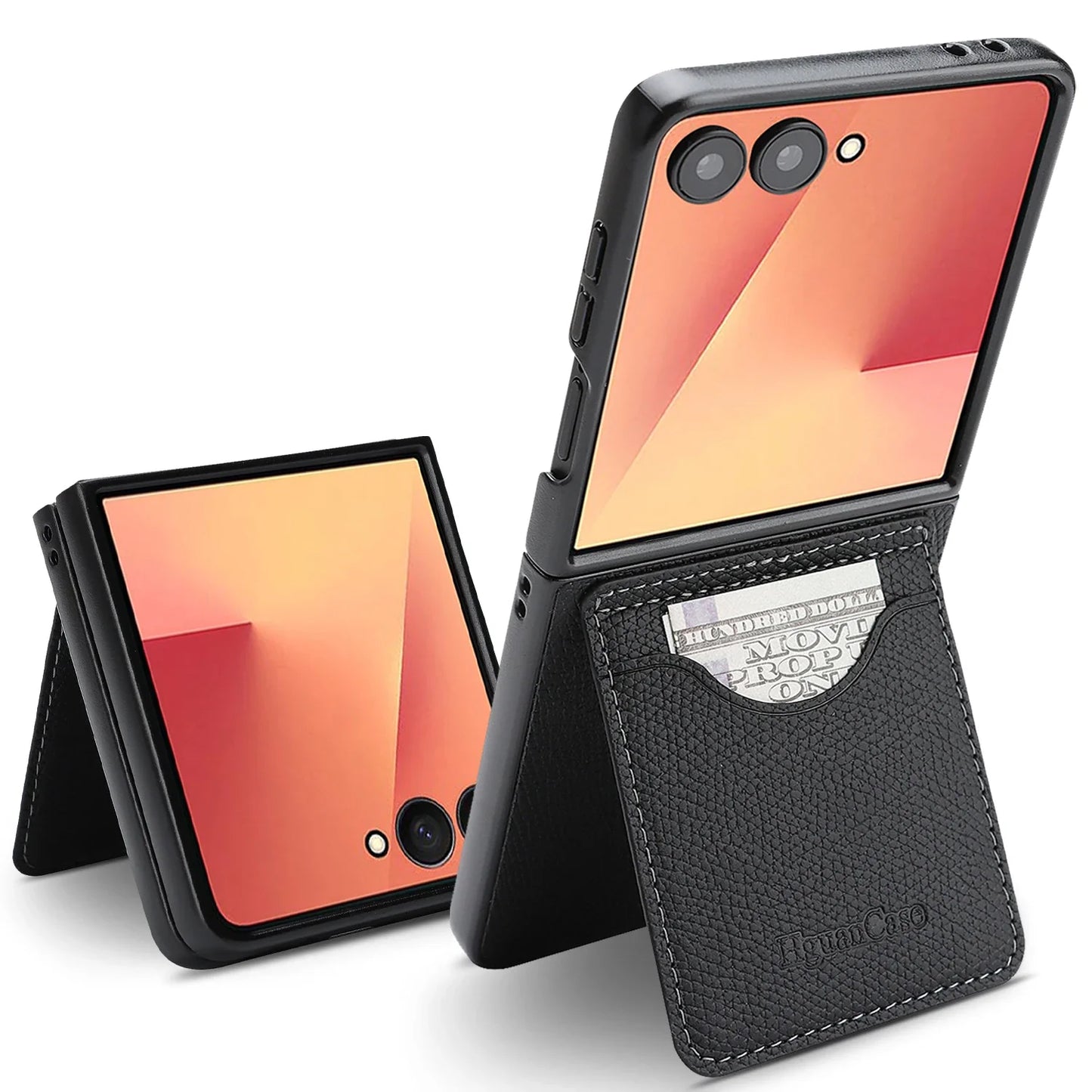 Leather Wallet Case with Card Holder For Galaxy Z Flip Series