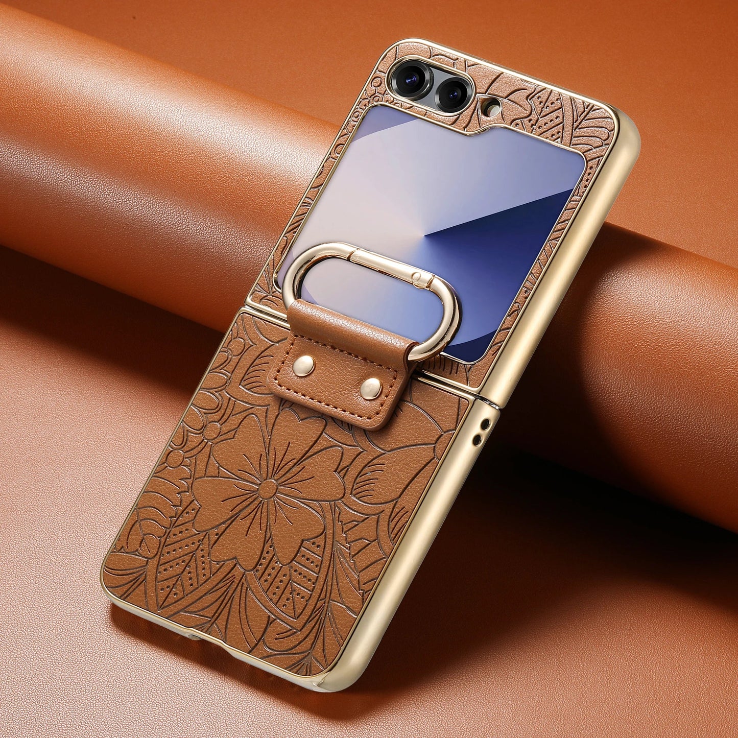 Floral Ring Holder Case For Galaxy Z Flip