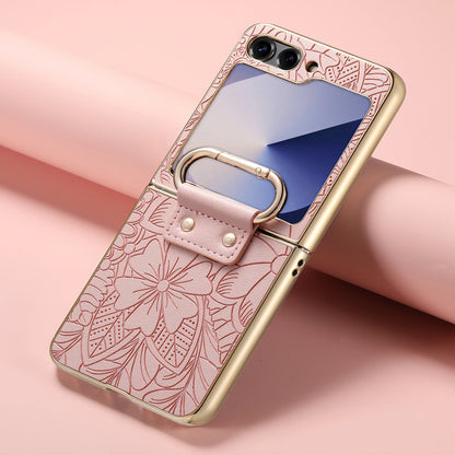 Floral Ring Holder Case For Galaxy Z Flip
