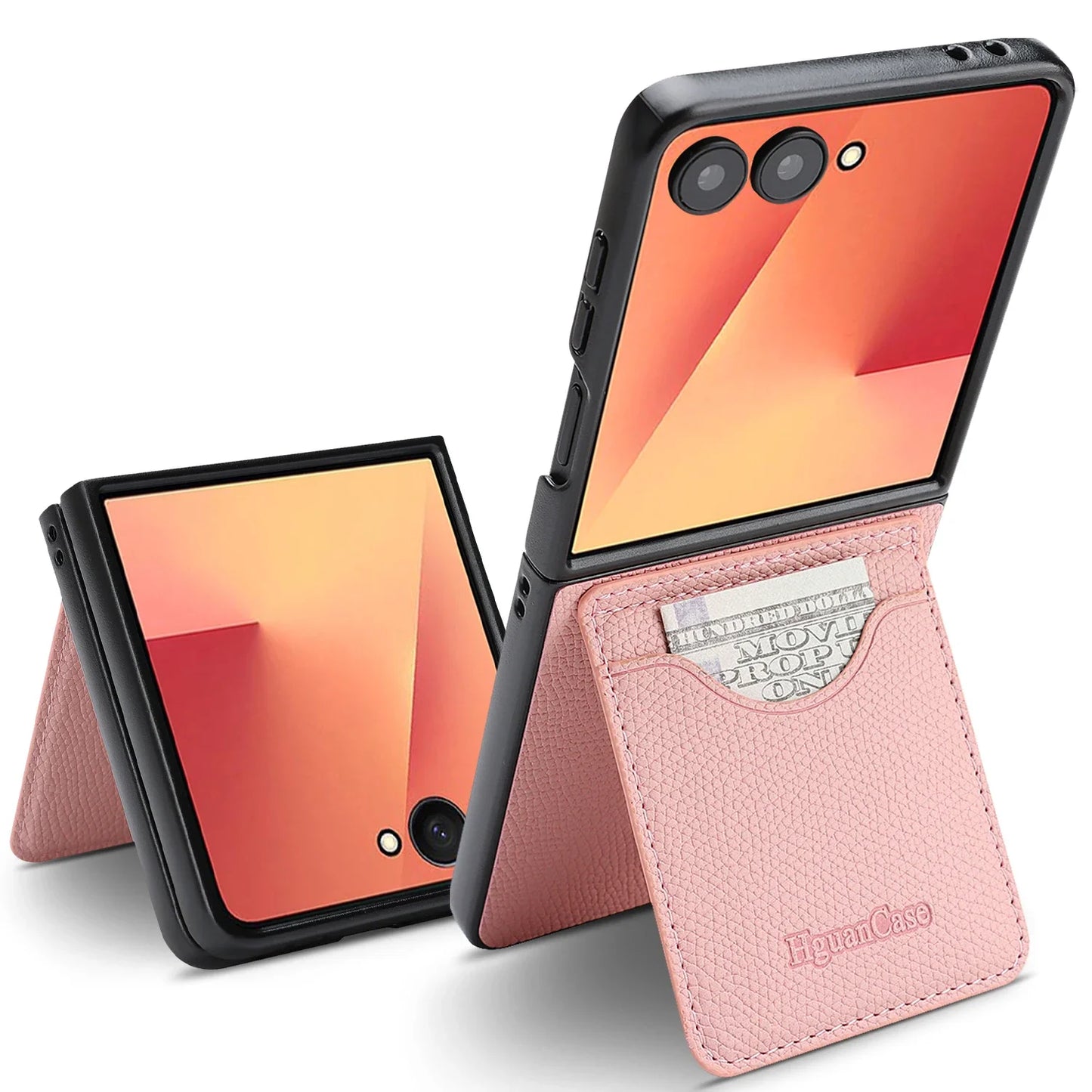 Leather Wallet Case with Card Holder For Galaxy Z Flip Series