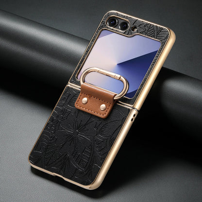 Floral Ring Holder Case For Galaxy Z Flip