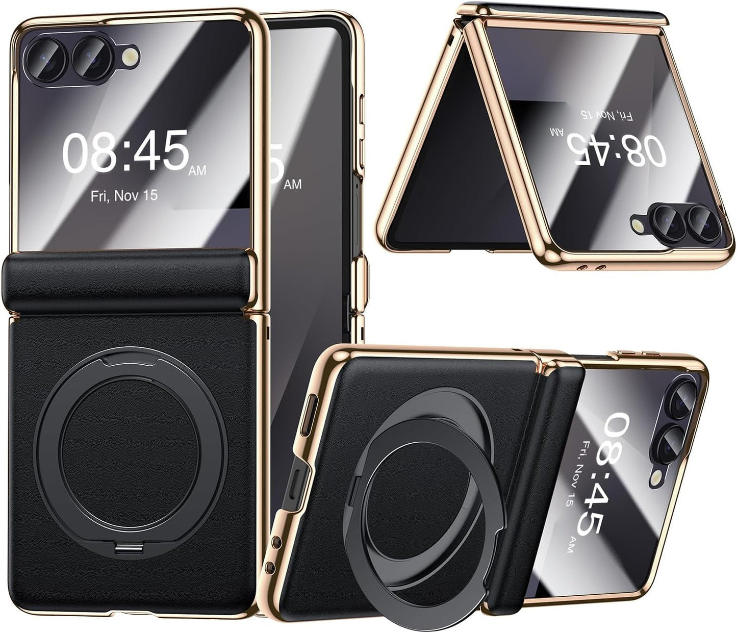 LuxeRing Magnetic Leather Case For Z Flip