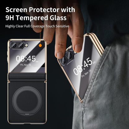 LuxeRing Magnetic Leather Case For Z Flip