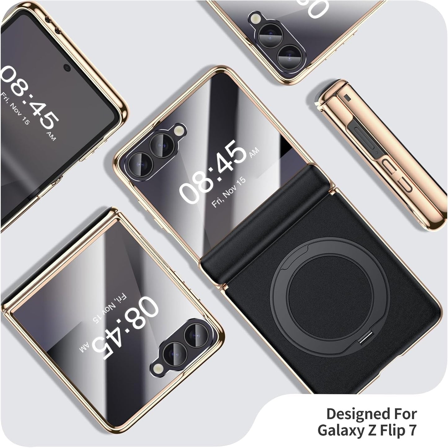 LuxeRing Magnetic Leather Case For Z Flip
