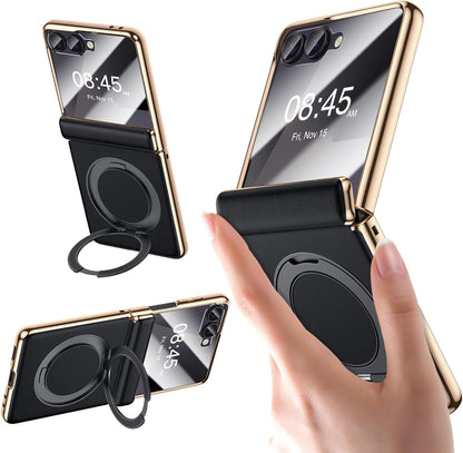 LuxeRing Magnetic Leather Case For Z Flip